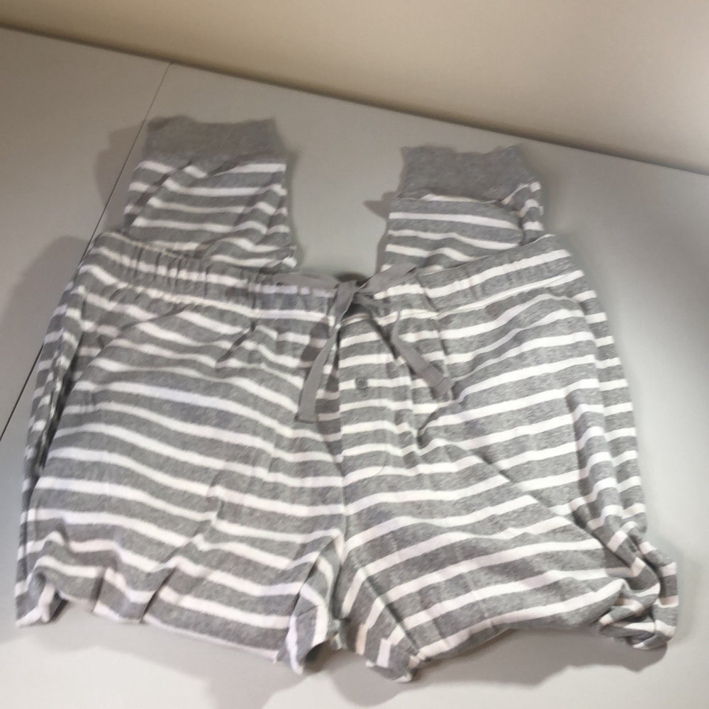 MENS 100% Cotton Pajama Set Gray and White Striped Size M New in open packaging - Picture 8 of 13